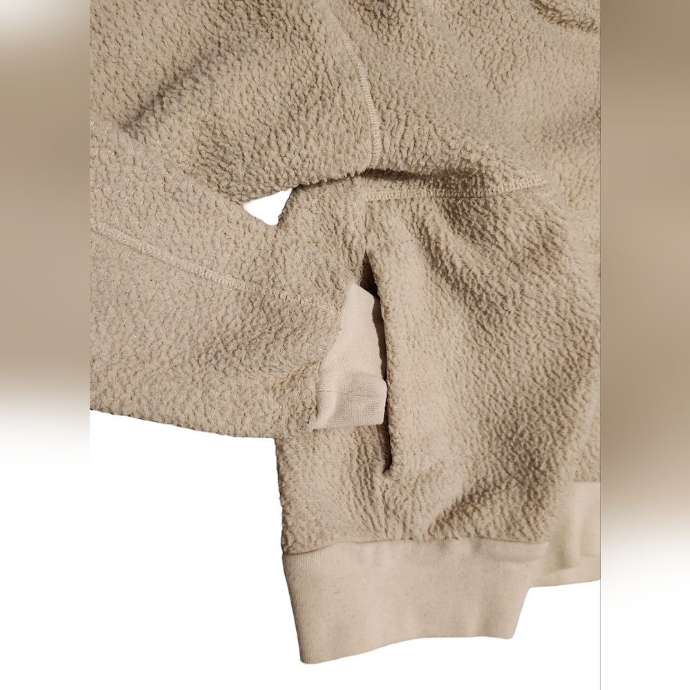 The North Face Bleached Sand Sherpa Hoodie - Soft Gorpcore Teddy Pullover Sz S - Picture 3 of 9
